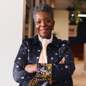 Senior woman smiling in office